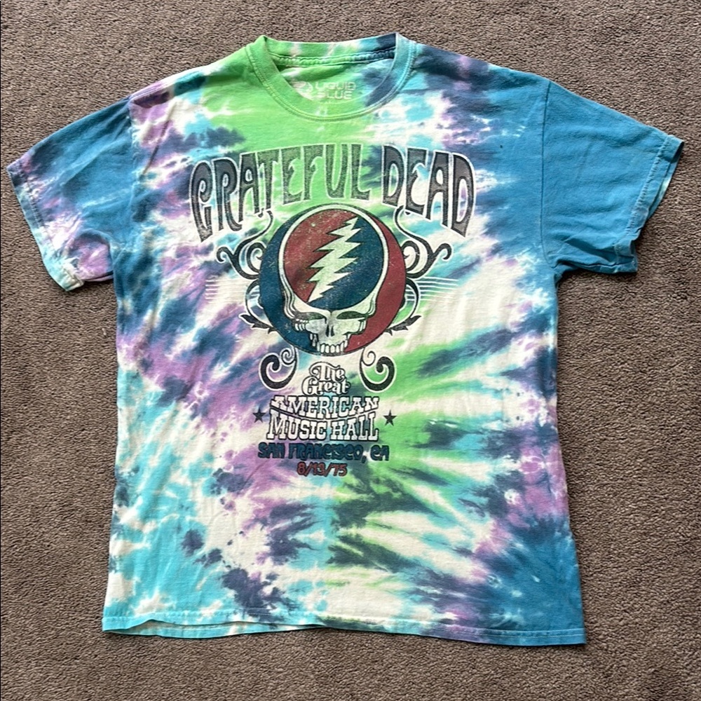 Liquid Blue Green and Blue Grateful Dead Tie-Dye Short Sleeve Tee